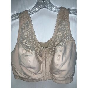 DELIMIRA‎ Front Closure Bra Full Coverage Wirefree Lace Plus Size Racerback 38D